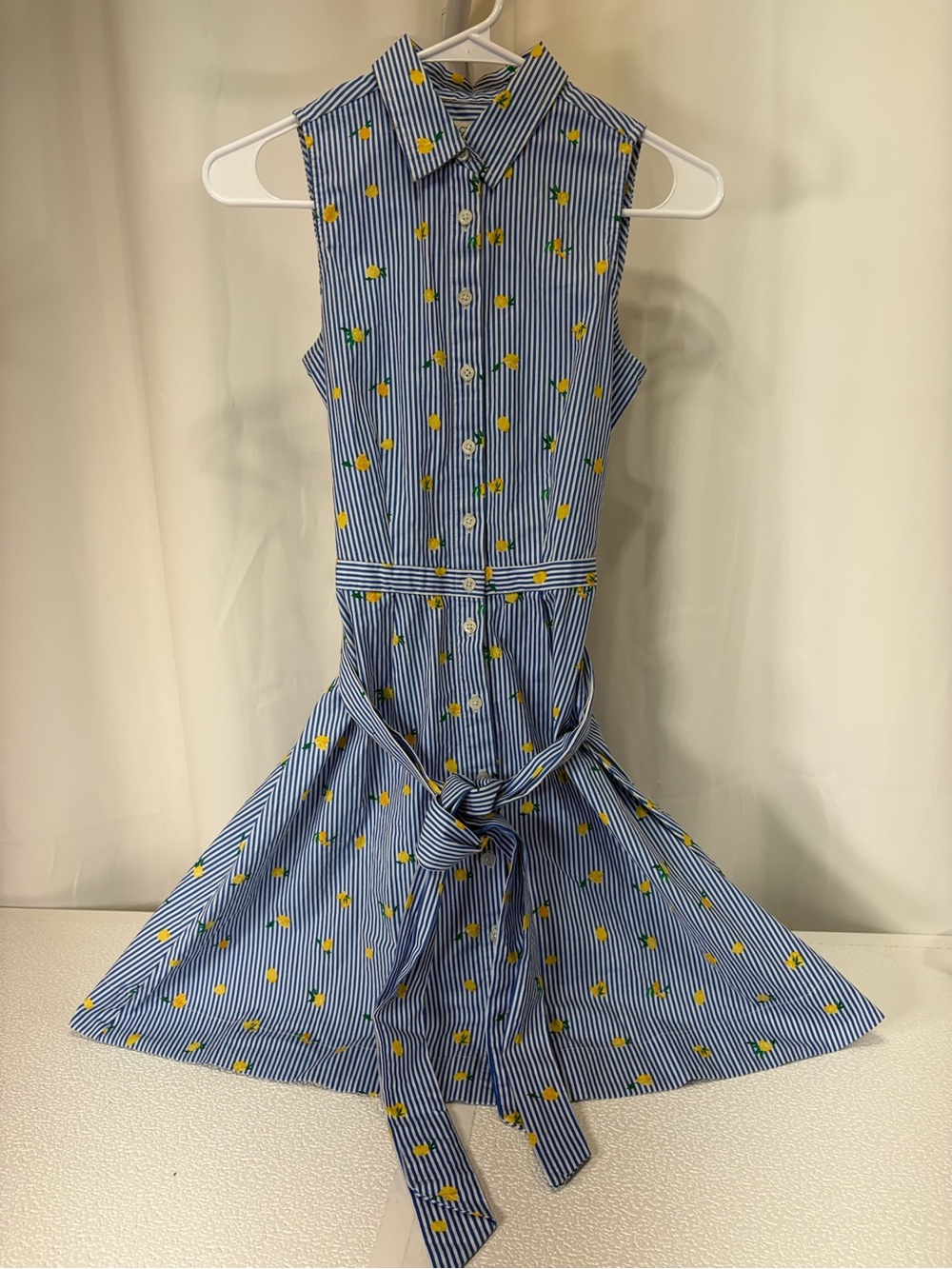 J. Crew Blue & Yellow Striped Sleeveless Midi Shirt Dress 4063